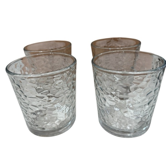 Libbey Pebble Crinkle Optic Double Rocks Glasses Set of 4 Clear 4 inch Glasses - Picture 1 of 6